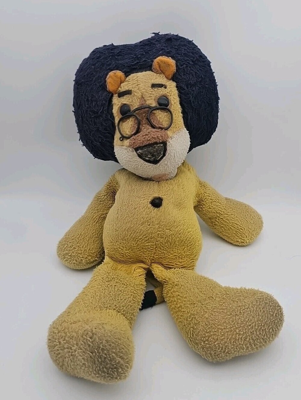Vintage 1971 Animal Fair Hubert the Lion Harris Bank Plush Toy 25" Glasses Broke